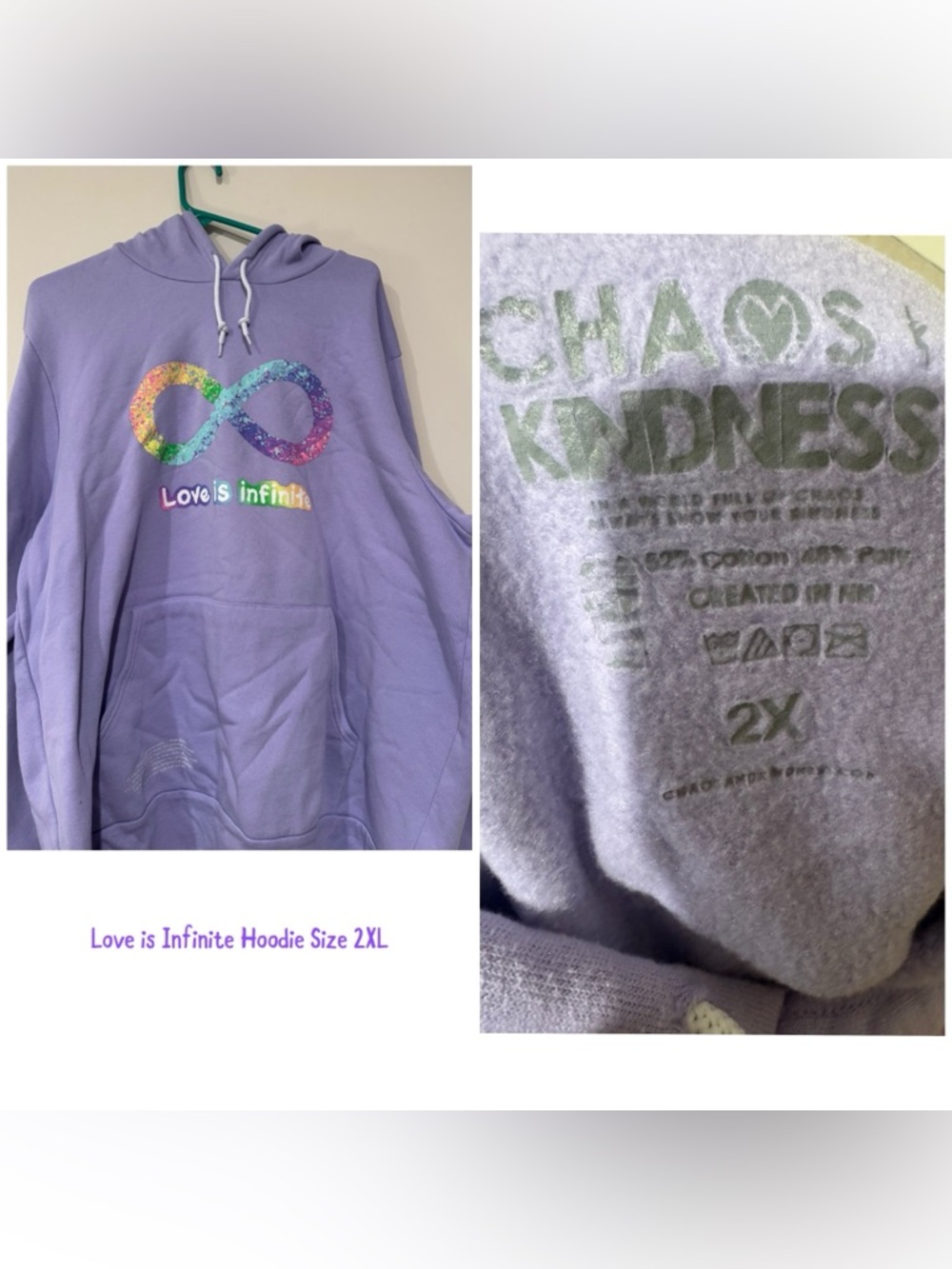 Lavender "Love is Infinite" Hoodie - 2XL
